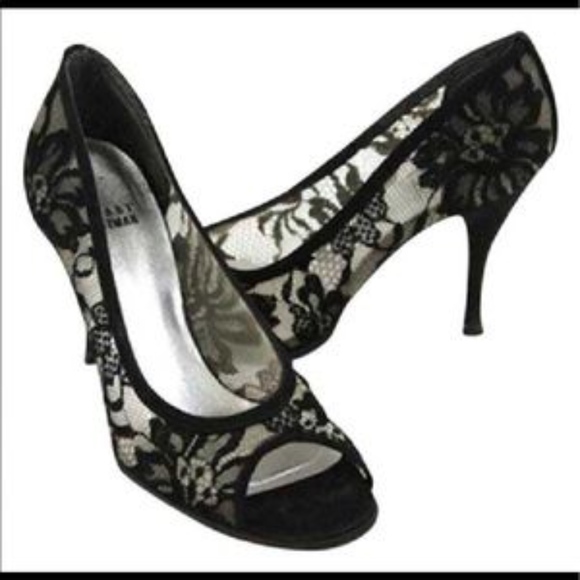 Shoes - Stuart Weitzman Lace Peep-Toe Heels Size 6.5